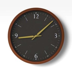 Project 62- 20” Walnut Woodgrain Wall Clock Black